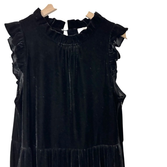 J. Crew Womens Velvet Tiered Midi Dress Size 6 Black Sleeveless Preppy Pockets - Picture 4 of 10